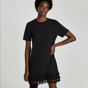 Zara black tassel trim sheath dress